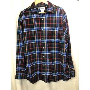 KING SIZE Men’s Long Sleeve Button Up Shirt Size XL Black/Blue Plaid 34” Length